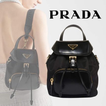 プラダ  スモール Re-Nylon xブラッシュドレザー バックパック 1BZ075_R789