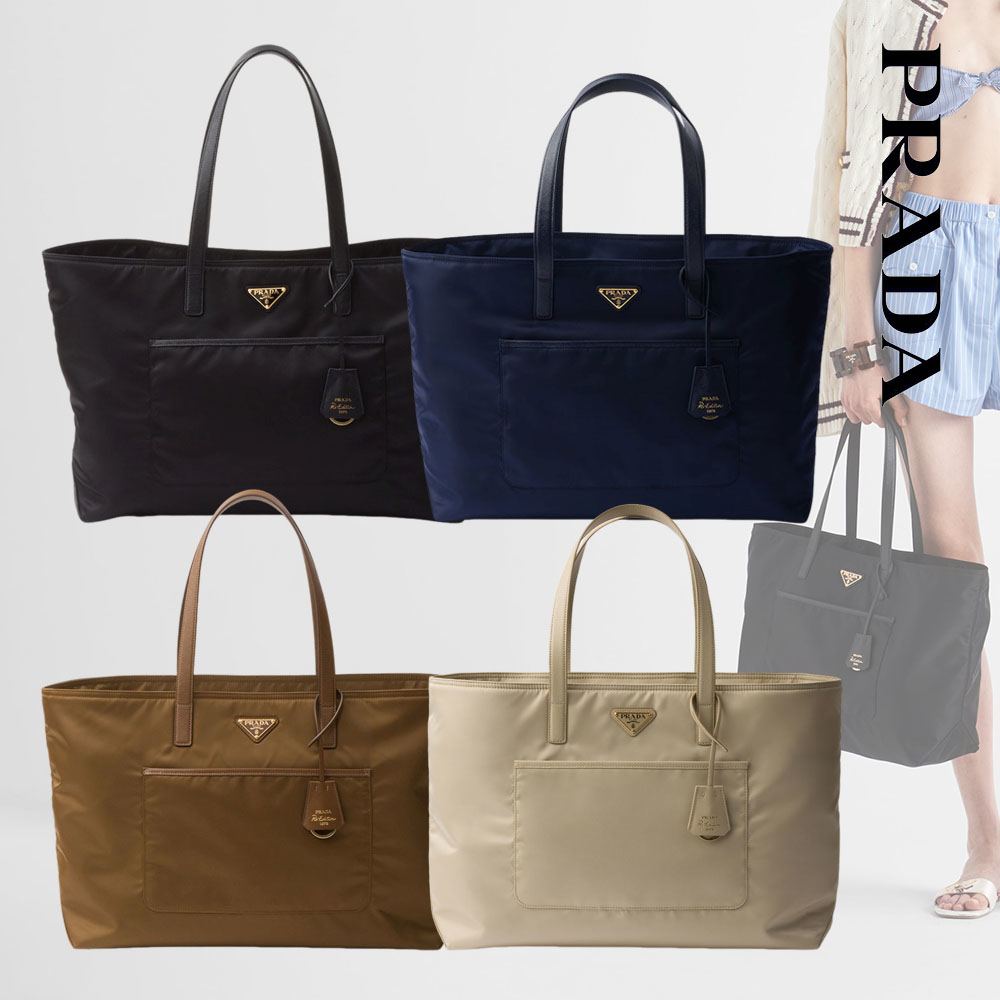 プラダ Re-Nylon xサフィアーノレザー ラージ トートバッグ 1BG527_R064 プラダ Re-Nylon xサフィアーノレザー ラージ トートバッグ 1BG527_R064