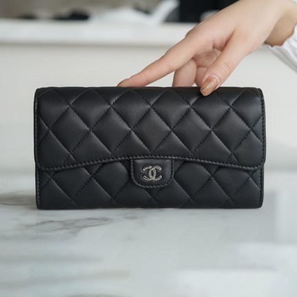 シャネル 長財布 フラップ マトラッセ ココマーク ラムスキ A80758