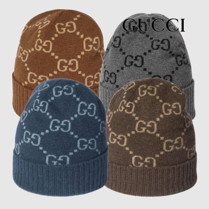グッチ  GGカシミア ジャカード キャップ ‎811392 3GAC0