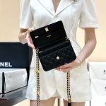 シャネル  22A メティエダール ゴールドコイン WOC ブラック AP2840