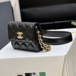 シャネル 22A メティエダール ゴールドコイン ミニポーチ ブラック AP2857
