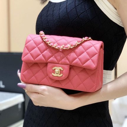 シャネル  Classic Flap Bag スクエアミニ ピンク A01115
