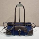 プラダ  ボニー リネン レザー ハンドバッグ 1BA426