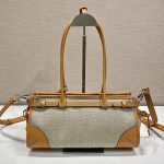 プラダ  ボニー リネン レザー ハンドバッグ 1BA426